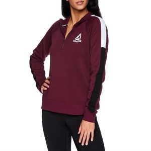 Reebok Women's Plus Color Block Fleece Turtleneck Sweatshirt, Half Zip